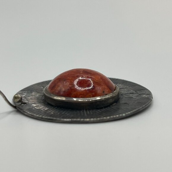 Vintage 925 Sterling Silver Red Coral Earrings from Thailand – Sunburst Design - Picture 9 of 9